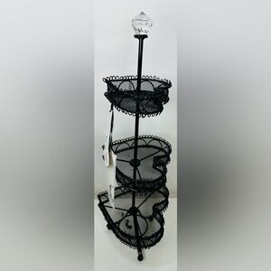 New Sheffield Home Heart Tier Jewelry Holder mesh metal display stand tea party